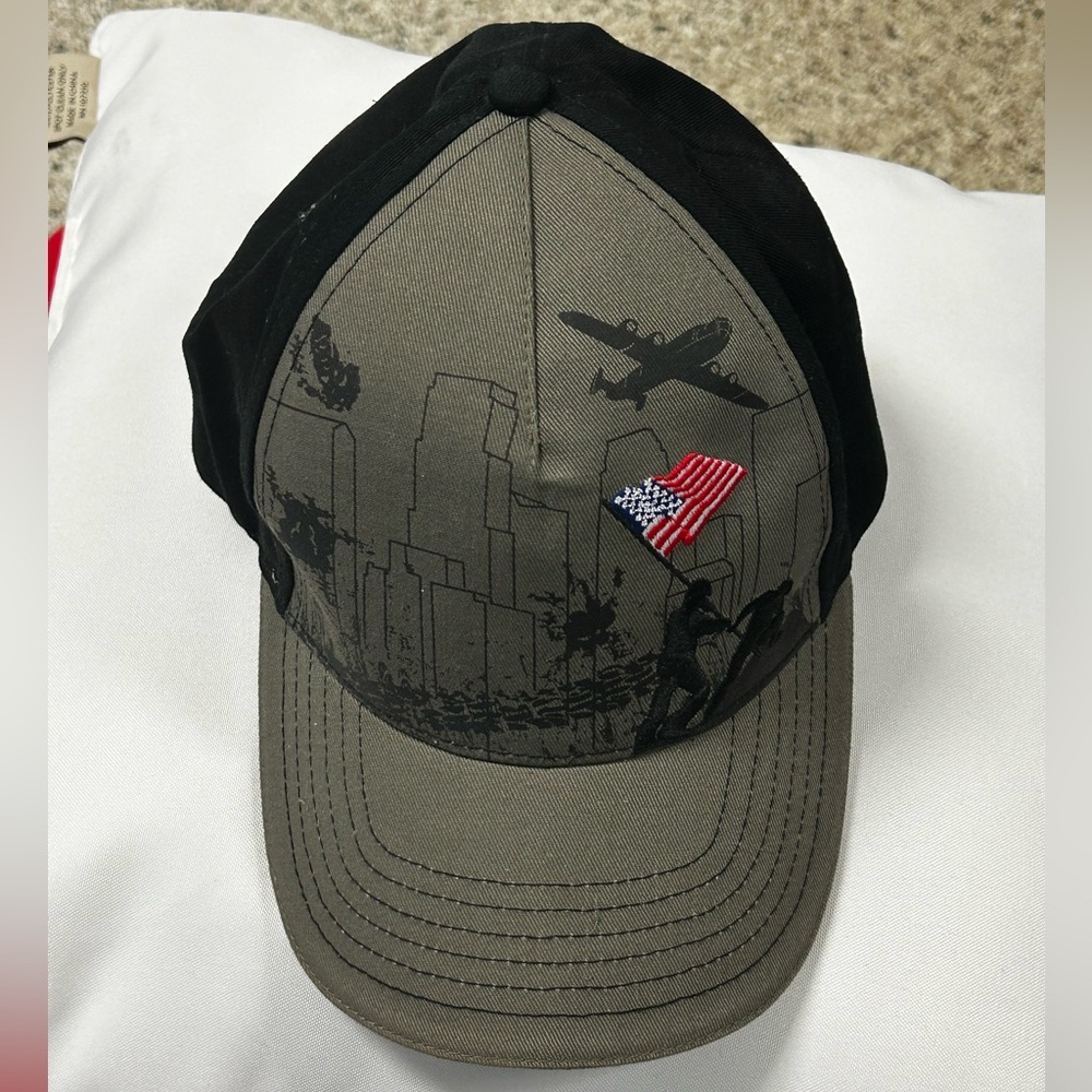 LA Police Gear patriotic US Flag Black Olive Gray Men's Cap 911 adjustable